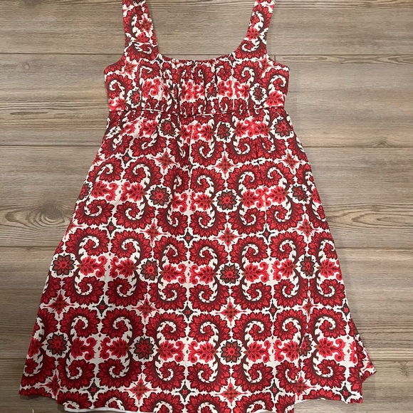 New York & Company Red and White Patterned Kids Dress - Picture 3 of 5